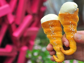 台南螺旋牛角冰淇淋 夏天消暑必备 台南螺旋牛角冰淇淋 夏天消暑必备